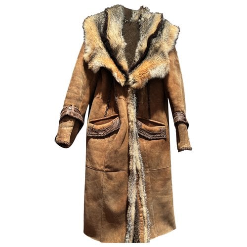 Pre-owned Rizal Shearling Caban In Brown