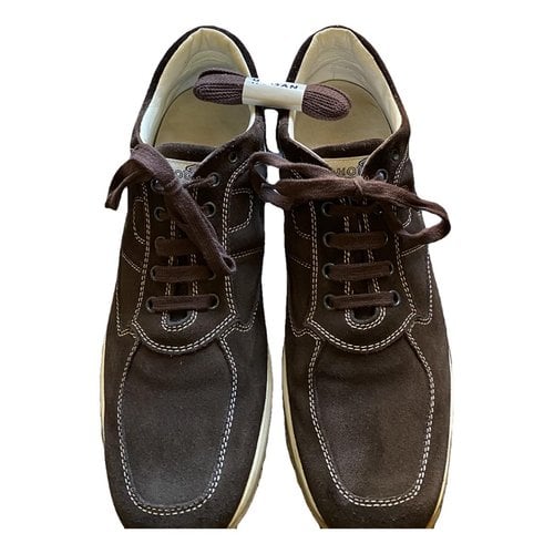 Pre-owned Hogan High Trainers In Brown