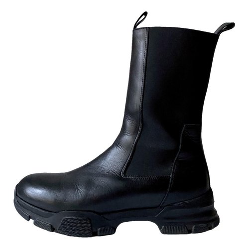 Pre-owned Erika Cavallini Leather Biker Boots In Black