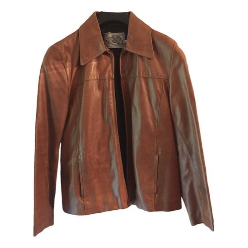 Pre-owned Linea Pelle Leather Biker Jacket In Brown
