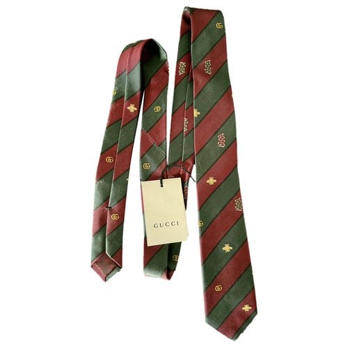 Pre-owned Gucci Silk Tie In Green