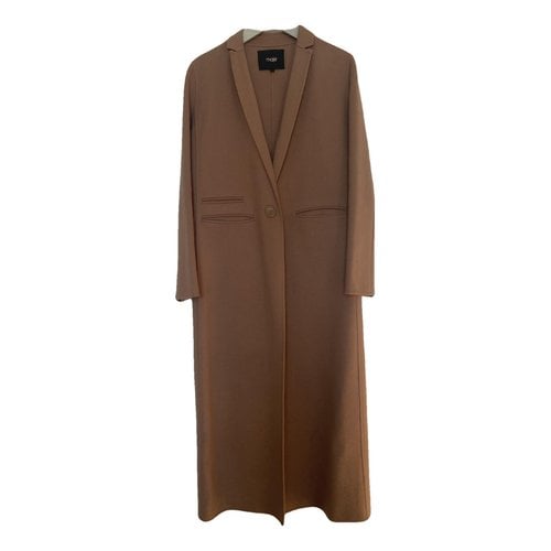 Pre-owned Maje Wool Coat In Camel