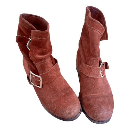 Pre-owned Jimmy Choo Biker Boots In Red