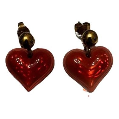Pre-owned Lalique Crystal Earrings In Red