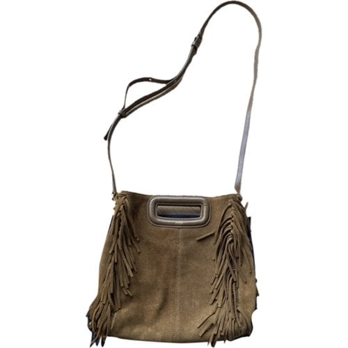 Pre-owned Maje Sac M Leather Crossbody Bag In Camel