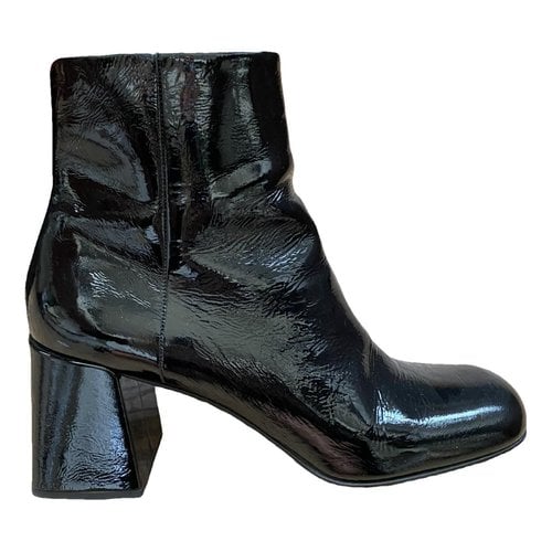 Pre-owned Miu Miu Leather Ankle Boots In Black