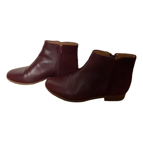 Pre-owned Bobbies Leather Boots In Burgundy