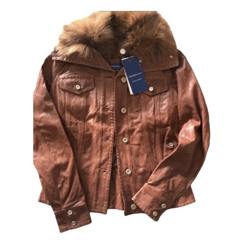 Pre-owned Trussardi Leather Jacket In Brown