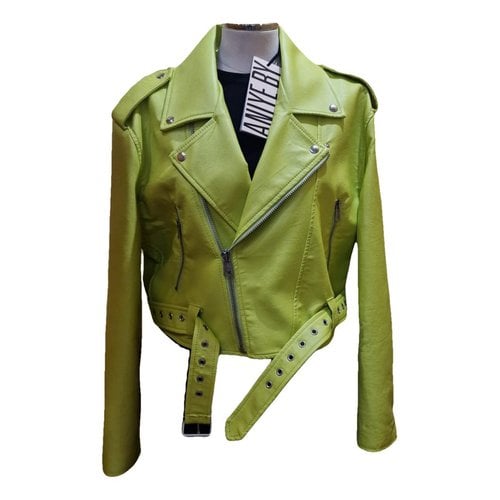 Pre-owned Aniye By Leather Biker Jacket In Green