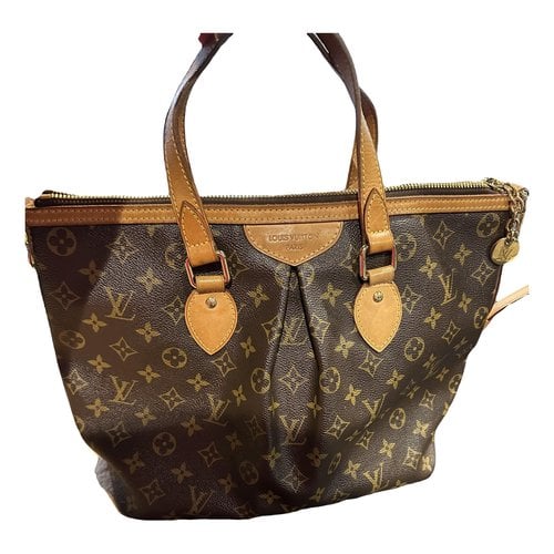 Pre-owned Louis Vuitton Palermo Cloth Handbag In Brown