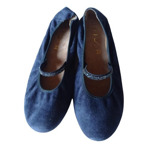 Pre-owned Unisa Leather Ballet Flats In Blue