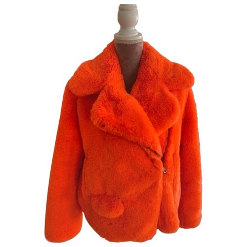 Pre-owned Zadig & Voltaire Faux Fur Coat In Orange