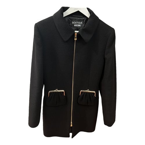 Pre-owned Moschino Wool Coat In Black