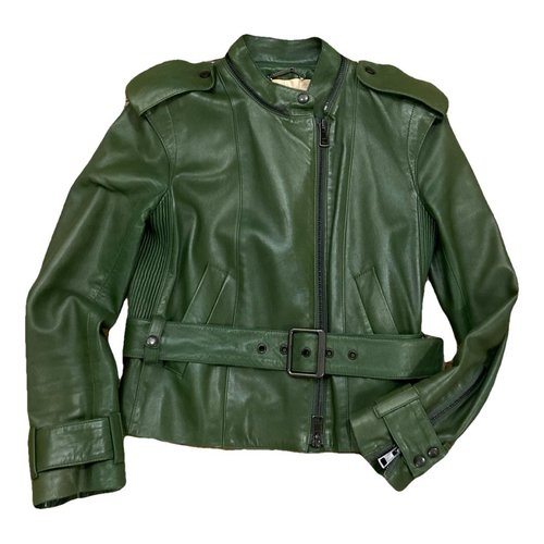 Pre-owned Chloé Leather Biker Jacket In Green