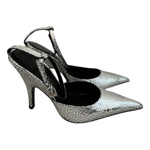Pre-owned By Far Leather Heels In Silver