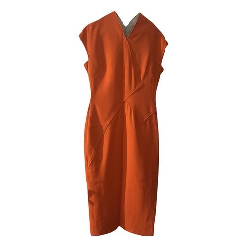Pre-owned Victoria Silk Mid-length Dress In Orange