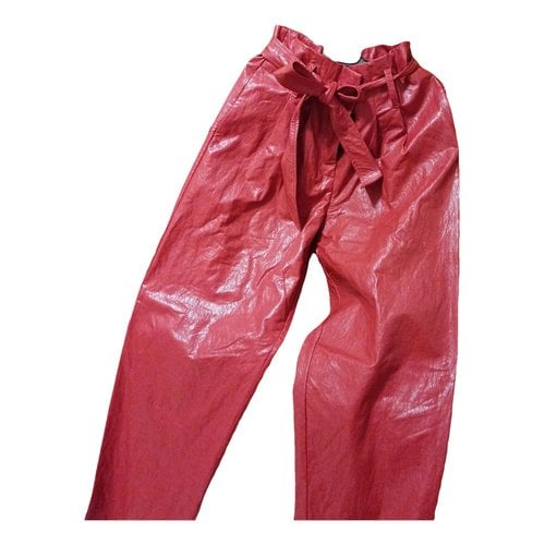 Pre-owned 8pm Vegan Leather Carot Pants In Burgundy