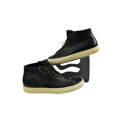 Pre-owned Buttero Leather High Trainers In Black