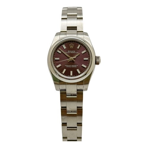 Pre-owned Rolex Lady Oyster Perpetual 26mm Watch In Purple