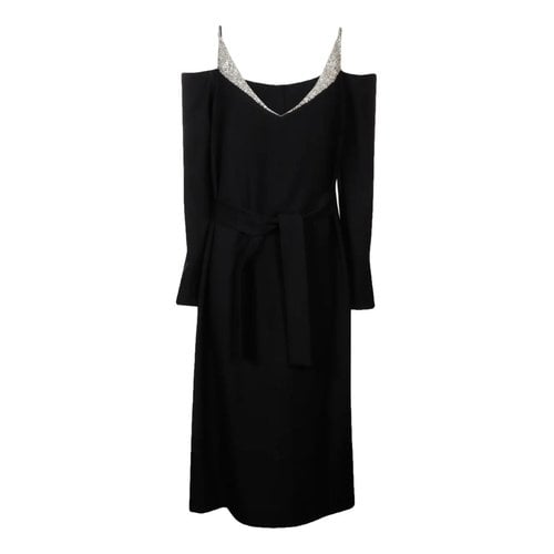 Pre-owned Dries Van Noten Wool Mid-length Dress In Black