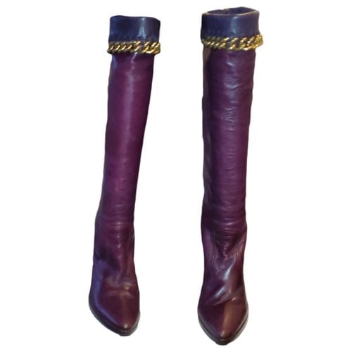 Pre-owned Sergio Rossi Leather Boots In Purple
