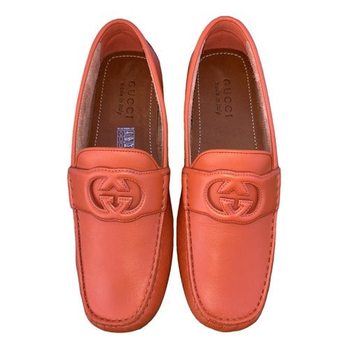 Pre-owned Gucci Leather Flats In Orange