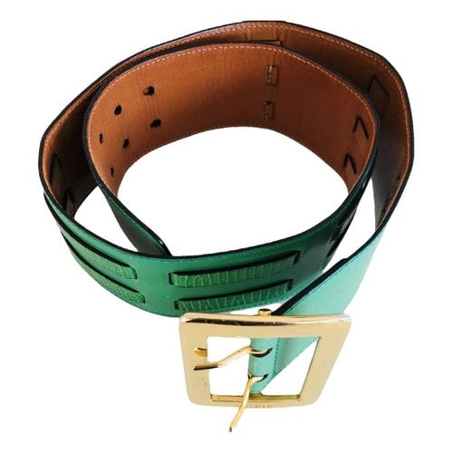 Pre-owned Celine Leather Belt In Green