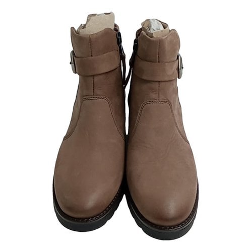 Pre-owned Mjus Leather Boots In Beige