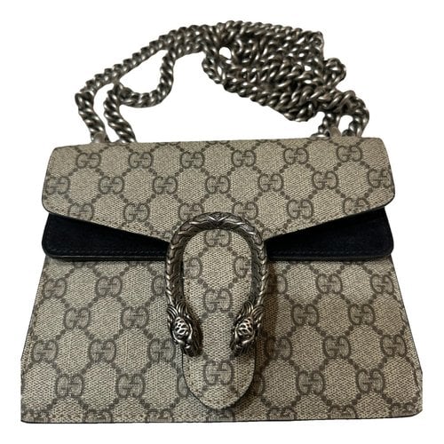 Pre-owned Gucci Dionysus Leather Handbag In Beige