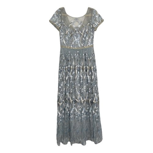 Pre-owned Marchesa Notte Lace Maxi Dress In Blue