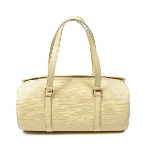 Pre-owned Louis Vuitton Soufflot Leather Handbag In Ecru