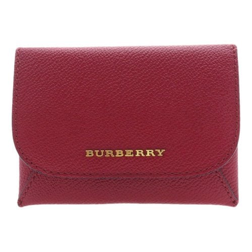 Pre-owned Burberry Leather Card Wallet In Red
