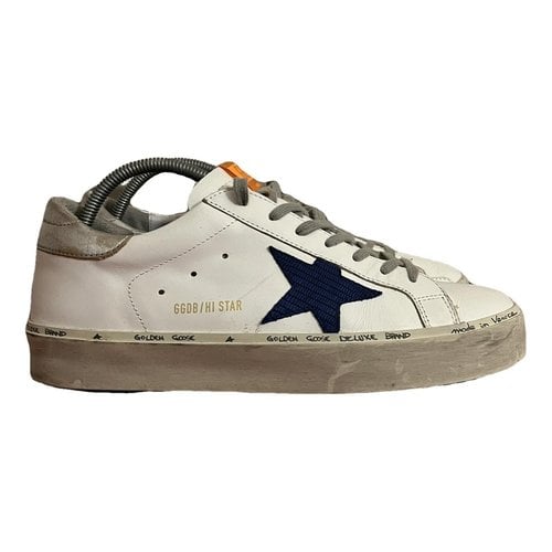 Pre-owned Golden Goose Hi Star Leather High Trainers In White