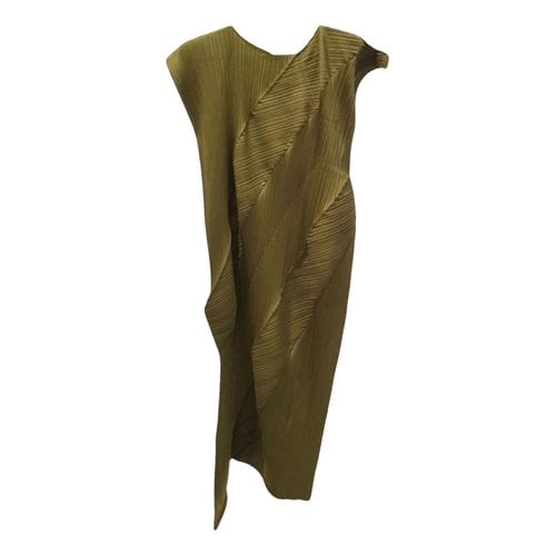 Pre-owned Pleats Please Mid-length Dress In Green