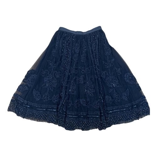 Pre-owned Needle & Thread Glitter Mid-length Skirt In Black