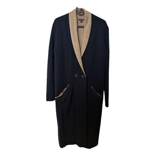 Pre-owned Theory Wool Cardi Coat In Navy