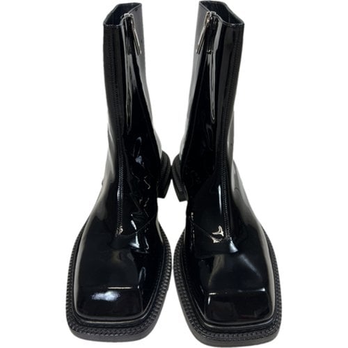Pre-owned Max Mara Patent Leather Boots In Black