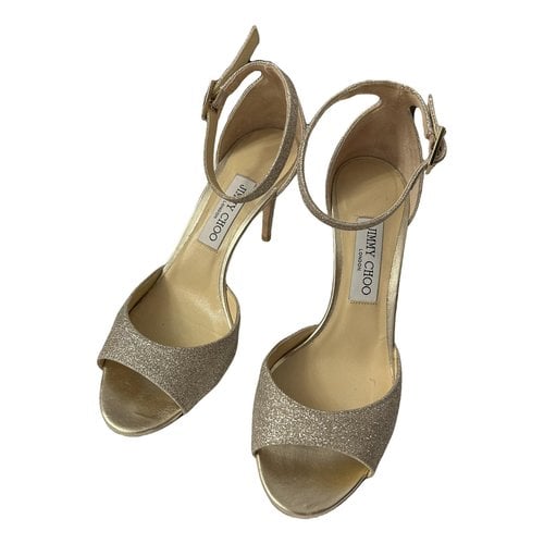 Pre-owned Jimmy Choo Romy Leather Heels In Gold
