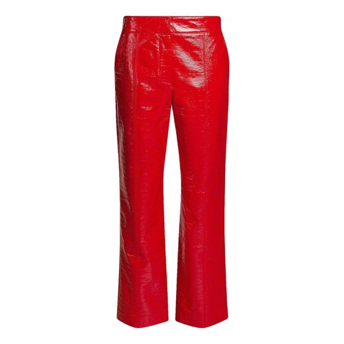 Pre-owned Msgm Vegan Leather Straight Pants In Red
