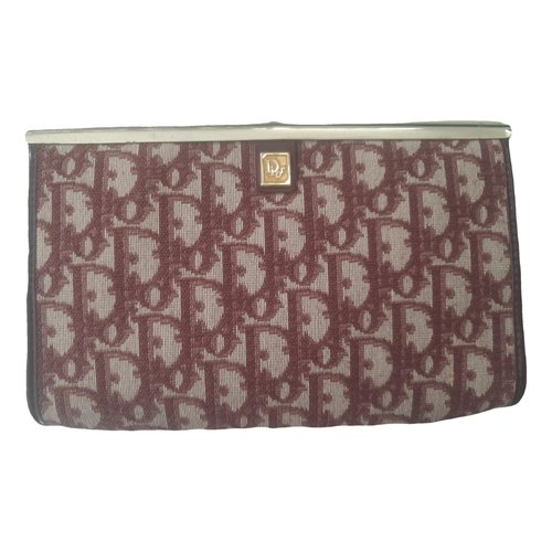 Pre-owned Dior 30 Montaigne Cloth Clutch Bag In Burgundy
