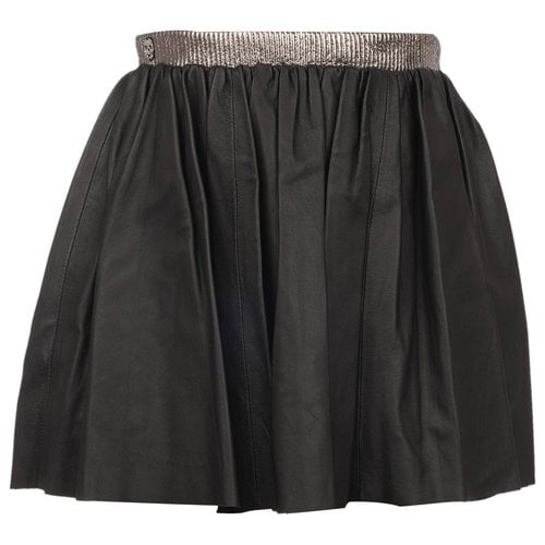 Pre-owned Philipp Plein Leather Mini Skirt In Black