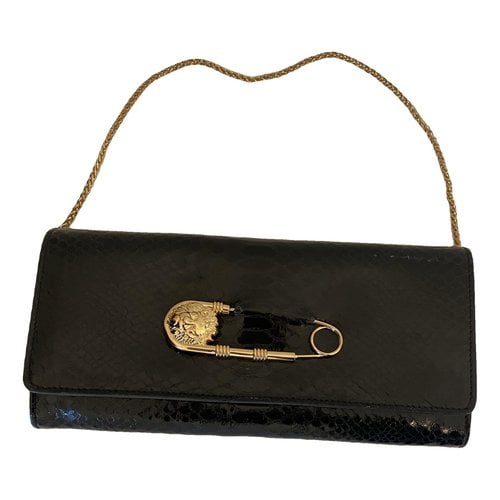 Pre-owned Versace La Medusa Patent Leather Handbag In Black