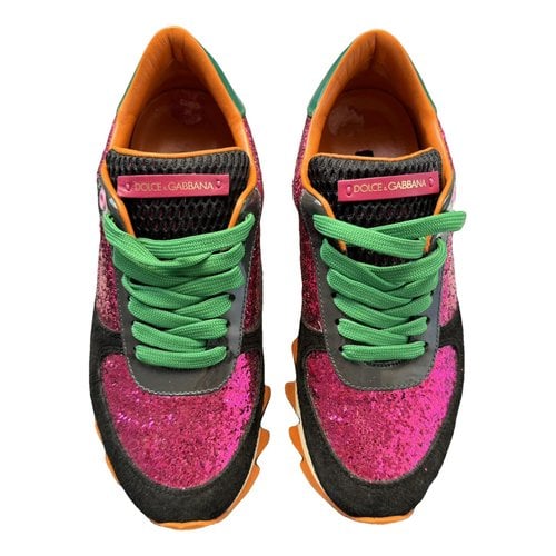 Pre-owned Dolce & Gabbana Glitter Trainers In Pink