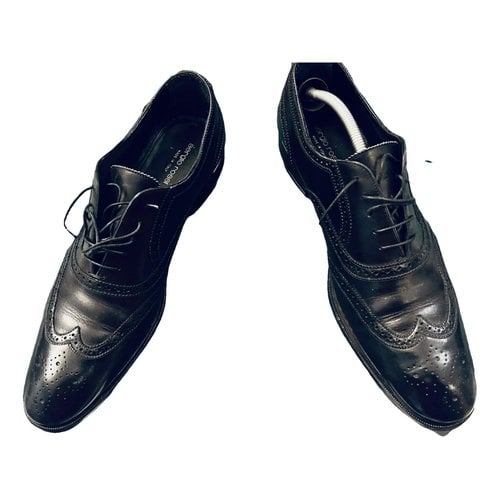 Pre-owned Sergio Rossi Leather Lace Ups In Black