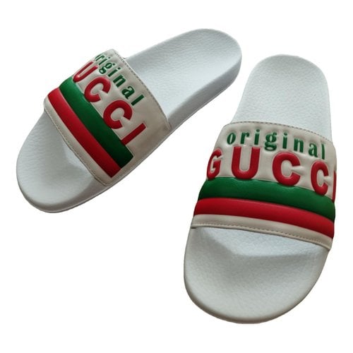 Pre-owned Gucci Leather Flip Flops In White