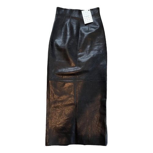 Pre-owned Khaite Leather Maxi Skirt In Black