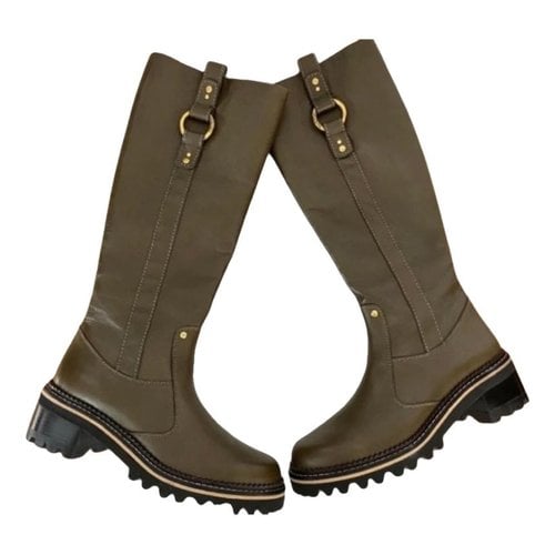 Pre-owned See By Chloé Leather Boots In Green