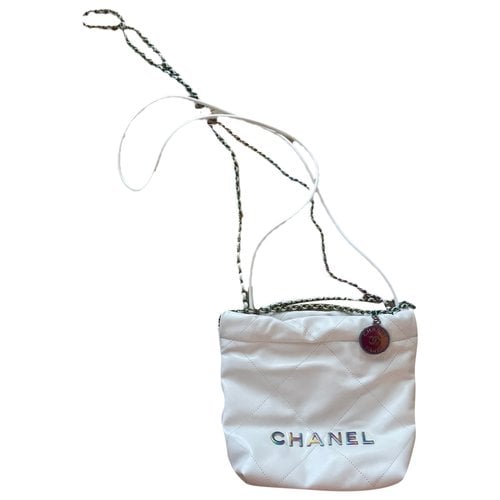 Pre-owned Chanel 22 Leather Mini Bag In White