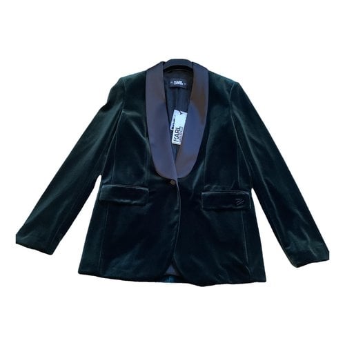 Pre-owned Karl Lagerfeld Velvet Suit Jacket In Green