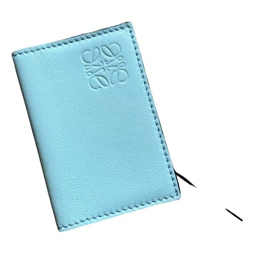 Pre-owned Loewe Leather Wallet In Turquoise